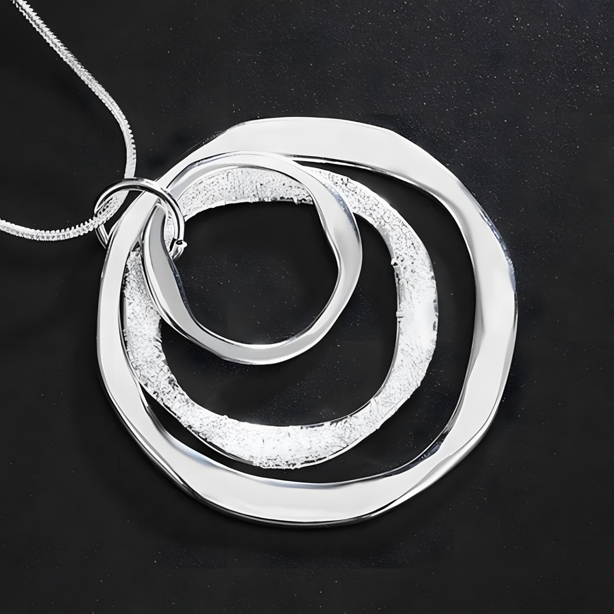 Wishbone Triple Circle Pendant Necklace for Women - Modern Minimalist Layer 1472