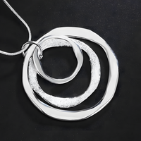 Wishbone Triple Circle Pendant Necklace for Women - Modern Minimalist Layer 1472