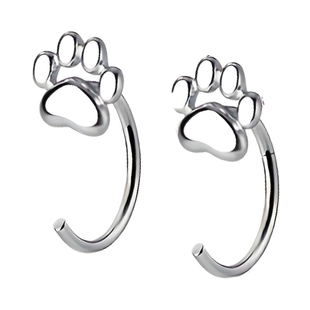 Fashion Silver Color Cat Paw Stud Earrings For Women Minimalist Metal Circle 508
