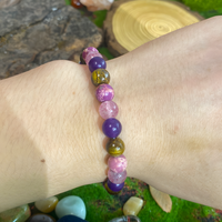 Anxiety Beaded Bracelet Tiger Eye & Rose Quartz, Stress Reduction Calming 1403