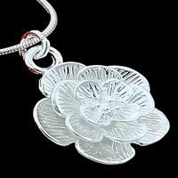 Rose Flower Pendant Necklace for Women–Copper Alloy with 925 Silver Plating 1201