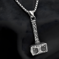 Stainless Steel Viking Thor Hammer Tree Of Life Pendant Necklace For Men 1069