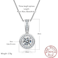 925 Sterling Silver Round Zircon Pendant Necklace – Women's Fashion Jewelry 256