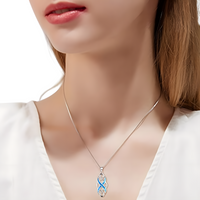 Infinity Knot Pendant Necklace, Geometric Silver Plated Chain, Huitan Twist 603