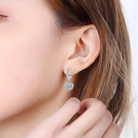 925 Sterling Silver Heart Drop Hoop Earrings Huggie Hoops Sparkling CZ Charm 336