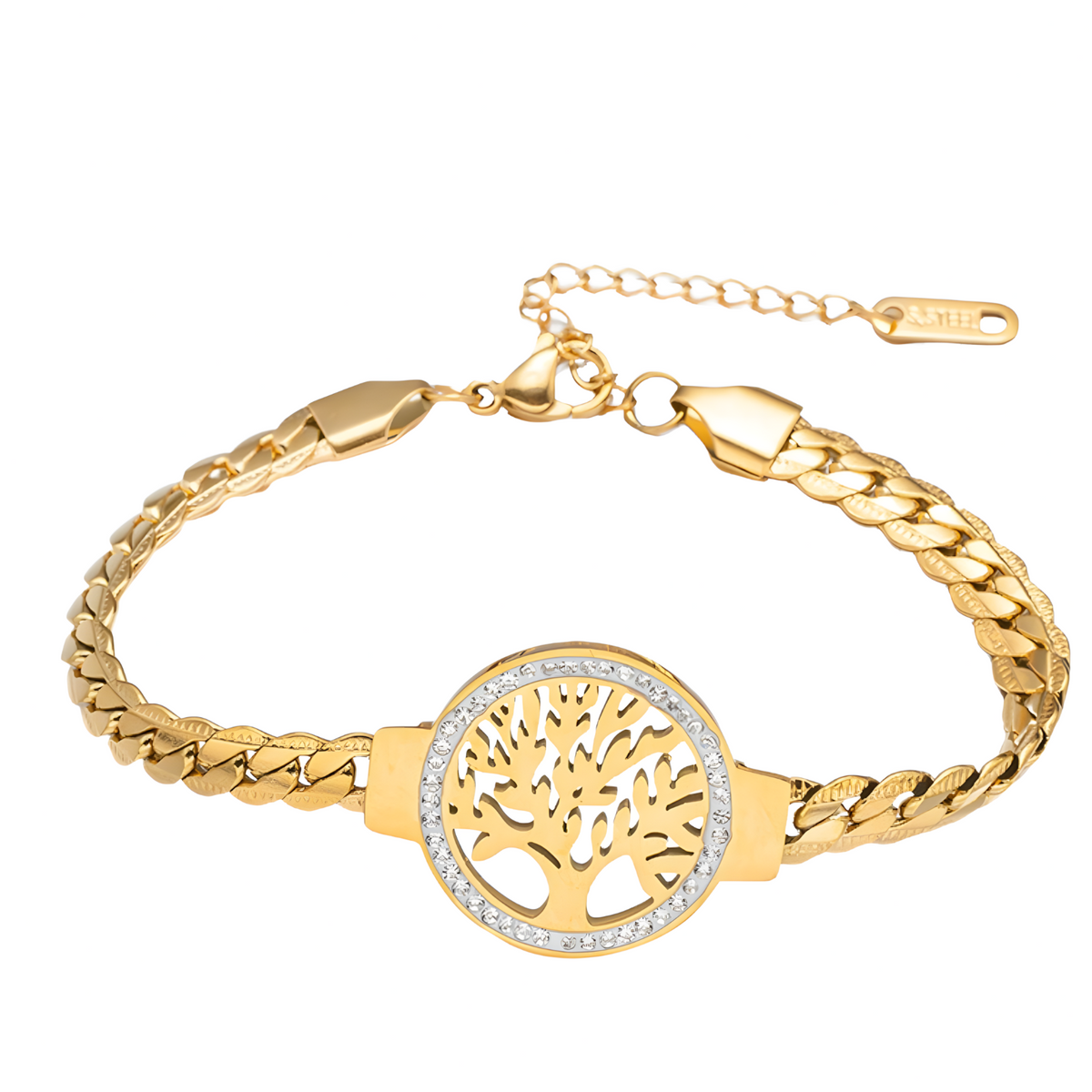 Gold Plated Stainless Steel Tree of Life Bracelet-Adjustable Mood Tracker 1141