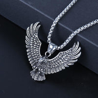 Gothic Eagle Wings Pendant Necklace, 60 cm Silver Tone Box Chain Necklace 1889