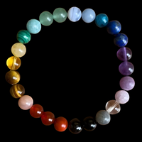 7 Chakras Beaded Bracelet — Tiger Eye & Amethyst + Multi Chakra Gemstones, 1404
