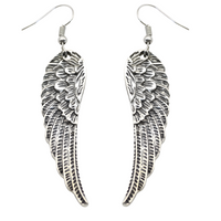 Silver Tone Angel Wing Dangle Earrings Women Feathered Design Hook Earrings B53