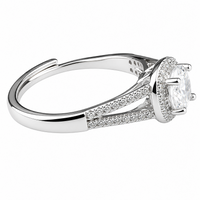 Luxury Round Brilliant Cut Zirconia Halo Ring Adjustable Split Band 1648