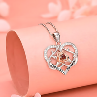 Rose Heart ‘I Love You Forever’ Necklace for Women –Zinc Alloy Double Heart 1157