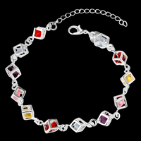 MultiColor Cube Charm Bracelet Geometric Crystal Wristband Adjustable Chain 1728