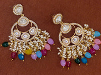 Elegant Bollywood Inspired Gold Kundan Earrings - Traditional Indian Jewelry 177