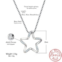 Sterling Silver Star Necklace for Women -Real 925 Box Chain Pendant with AAA 281