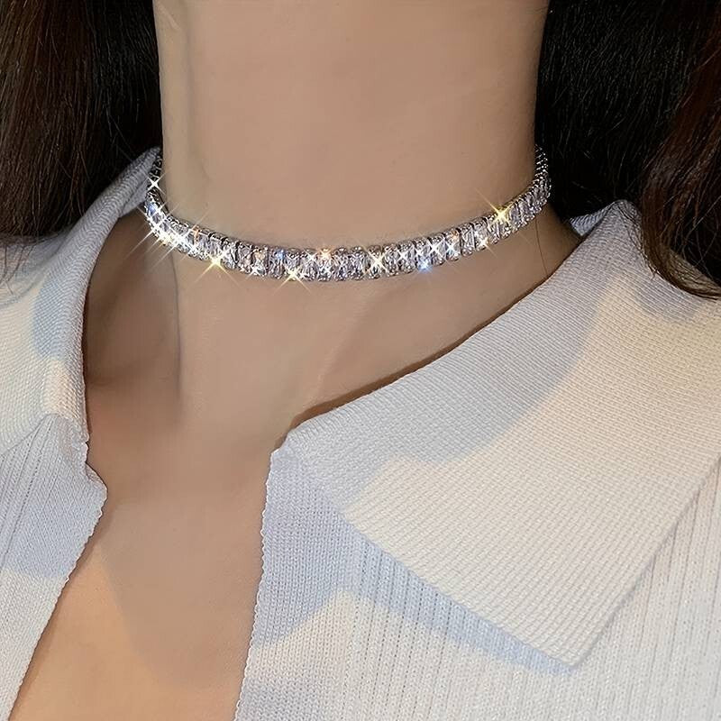 Substantial and Gleaming Tennis Necklace - Elegant Necklace for Ladies 36 UK