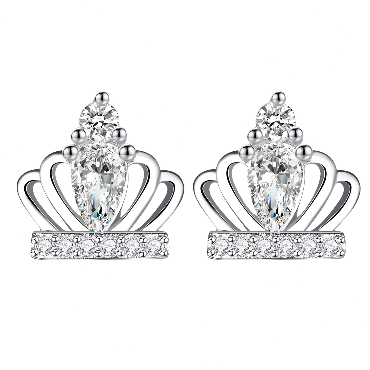 Crown Zircon Stud Earrings for Women – Cute Romantic Style 925 SilverPlated 1004