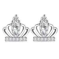 Crown Zircon Stud Earrings for Women – Cute Romantic Style 925 SilverPlated 1004