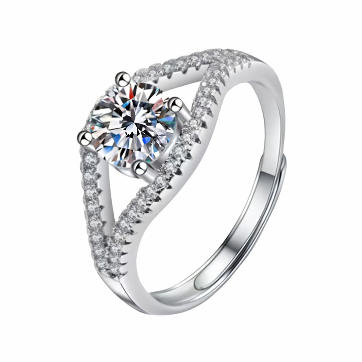Double Pavé Crossover Adjustable Wedding Ring Elegant Statement Jewellery 1670