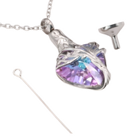 Heart Tree of Life Urn Necklace Crystal Funnel Filler 316L Stainless Steel B207