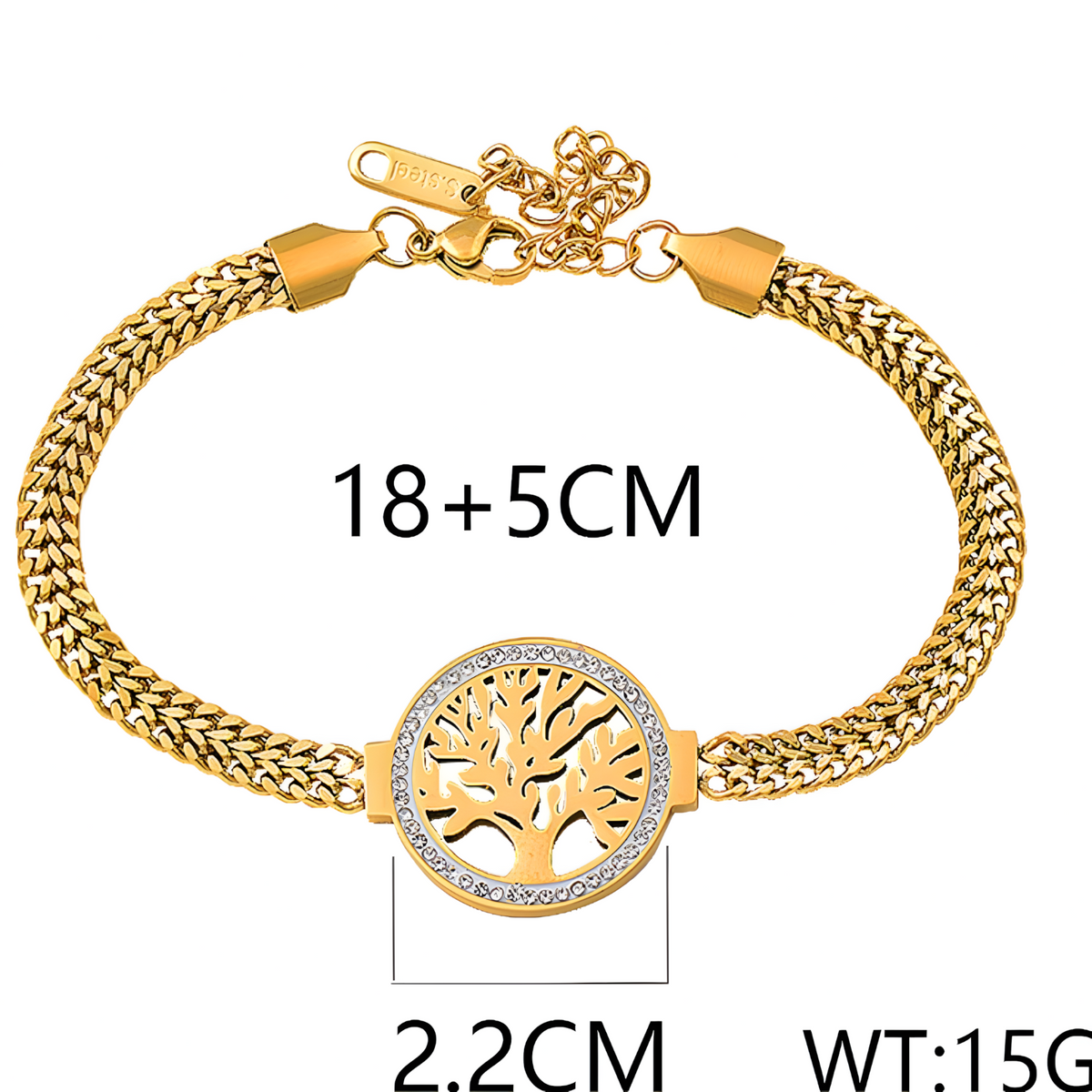 Gold Plated Stainless Steel Tree of Life Bracelet-Adjustable Mood Tracker 1141