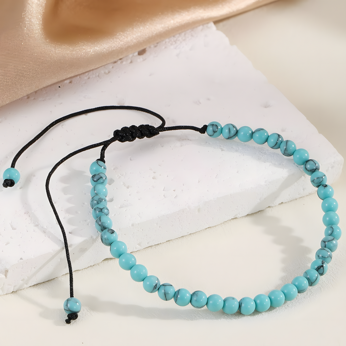 4mm Mini Energy Gemstone Bracelets, Natural Stone Beaded Strand Om Symbol B114