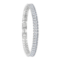 925 Silver-Plated Baguette Crystal Tennis Bracelet for Women – Elegant Chain 882