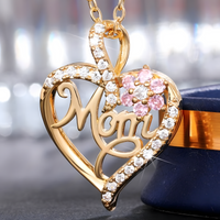 Gold-Tone Alloy Heart Shaped Pendant Necklace for Women – Sparkling Crystal 1121