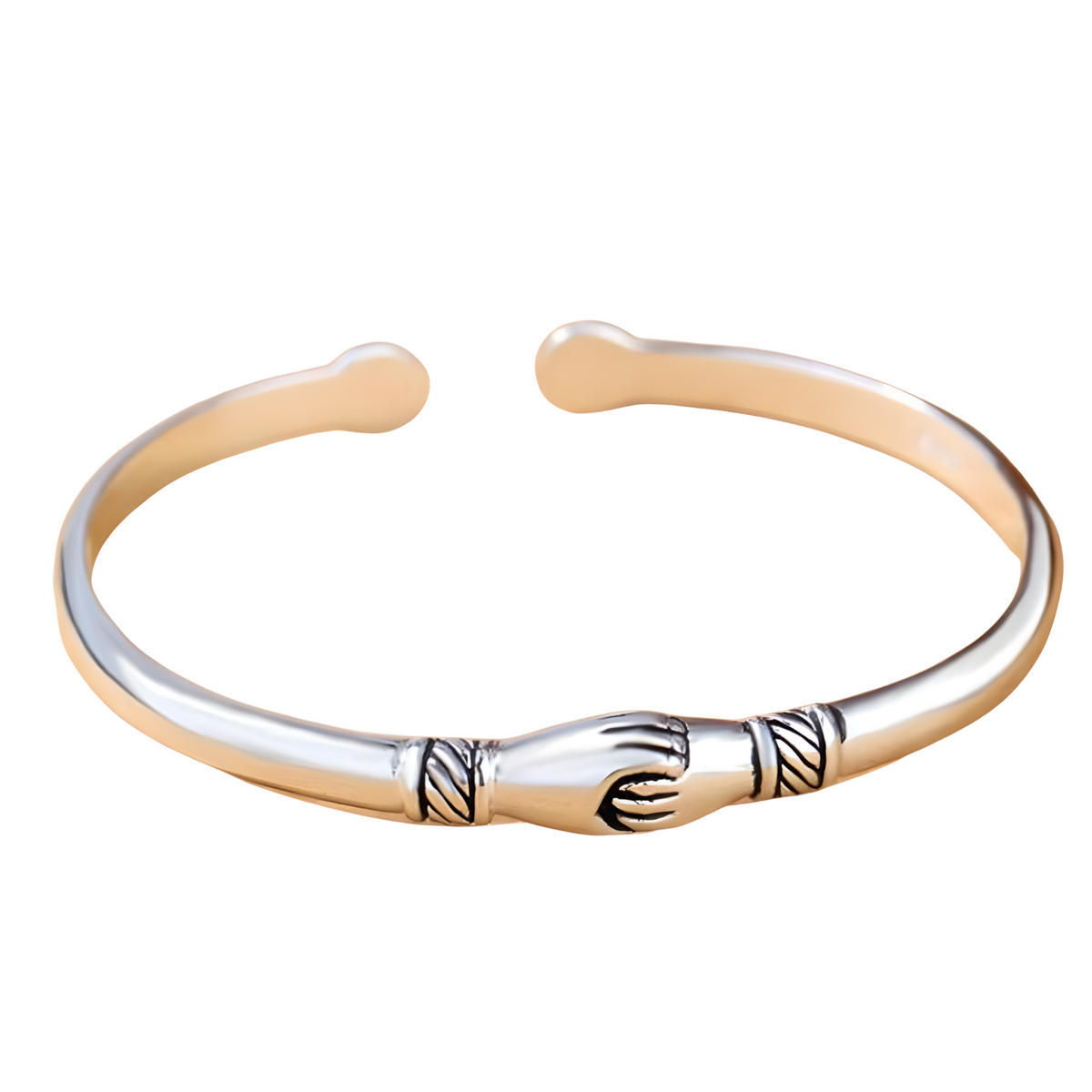 Women’s Silver-Plated Alloy Cuff Bracelet - Retro Handshake Open Bangle 20g 1444