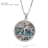 Women's Abalone Shell Tree of Life Necklace, Aurora Iridescent Pendant B129