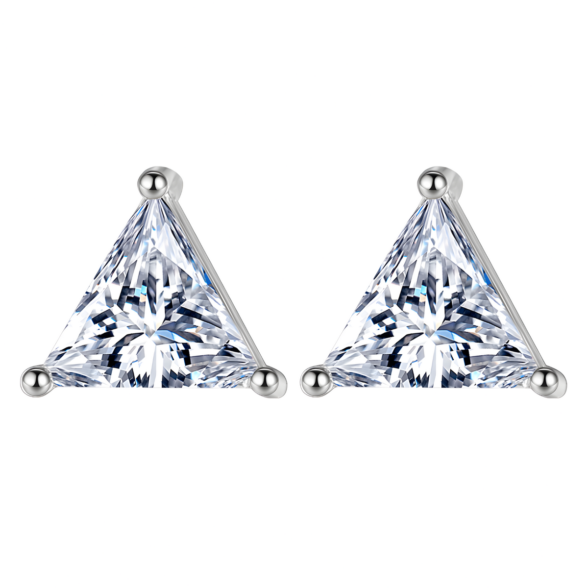 925 Silver-Plated Alloy Trillion Cut Zircon Stud Earrings Women – Sparkling 1040
