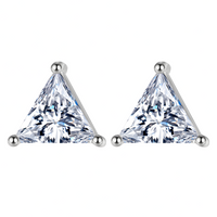 925 Silver-Plated Alloy Trillion Cut Zircon Stud Earrings Women – Sparkling 1040