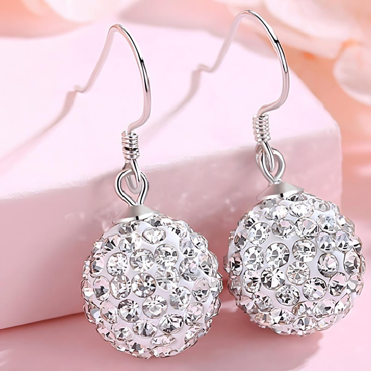 Crystal Ball Drop Earrings for Women – Sparkling Crystal Ball Dangle Design 1054