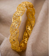 Dubai Luxury Bridal Cuff Bangle 24K Gold Plated Handcrafted Wedding Bracelet 115
