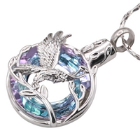 Silver Phoenix Bird Urn Necklace for Ashes Cremation Memorial Pendant Alloy B203