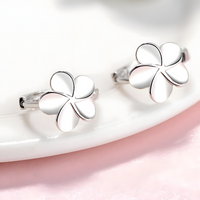 925 Silver-Plated Alloy Flower Hoop Earrings for Women –Clover Petal Design 1032