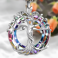 Silver Celtic Tree of Life Necklace with Dazzling Crystal Family & Harmony B78