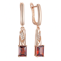Rose Gold Colour Long Drop Earrings for Women, Copper Alloy Dangle Earrings 1291