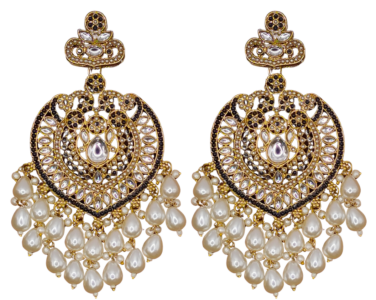 Elegant Bollywood Inspired Gold Kundan Earrings - Traditional Indian Jewelry 229