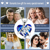 Luxury Mom Pendant Necklace Blue Heart Jewelry Christmas Mother's  Day B91