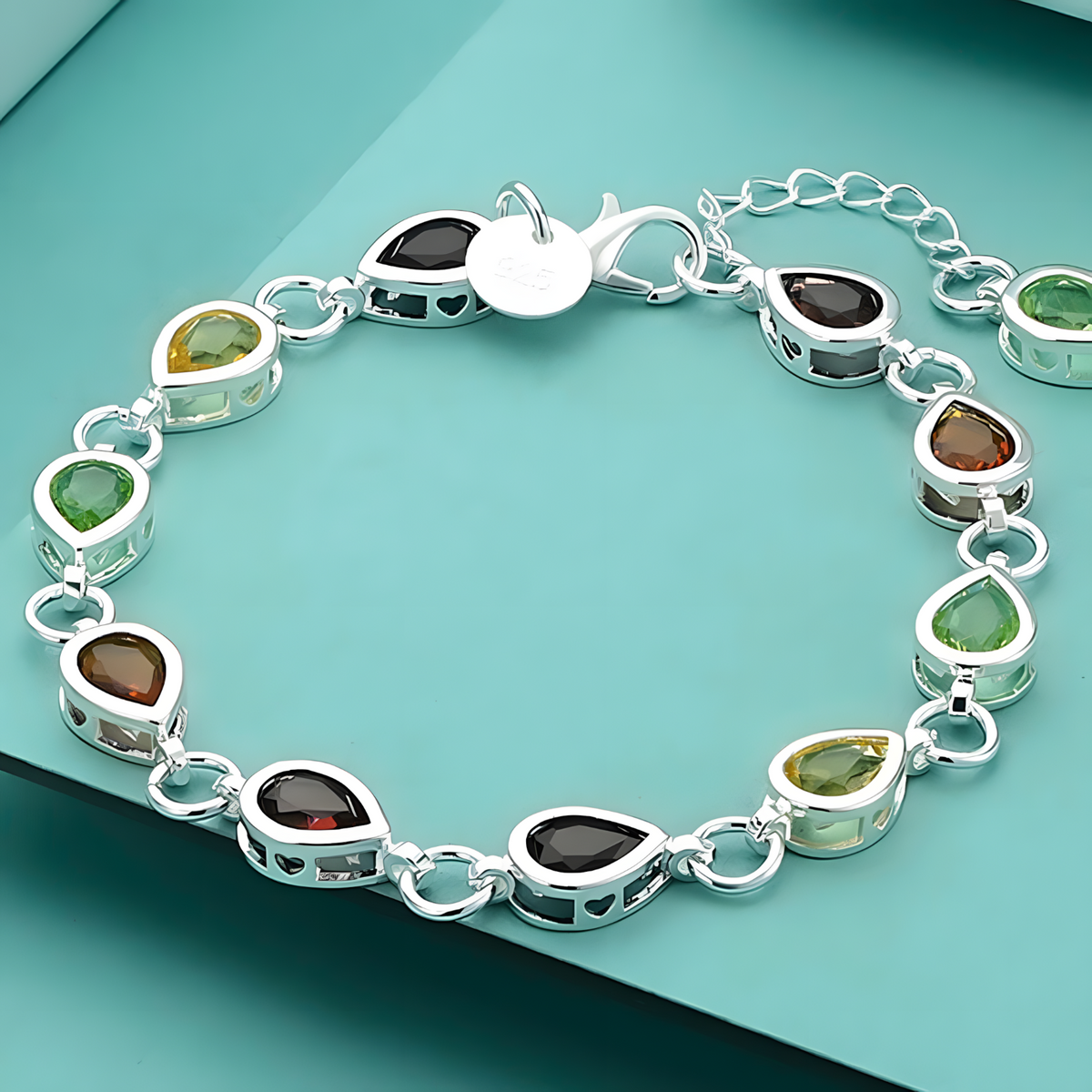 Unified Jewellery Premium Multicolour Teardrop Crystal Bracelet 20cm 1833