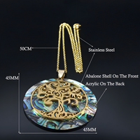Unified Jewellery Abalone Tree of Life Gold Tone Necklace Natural Iridescent B65