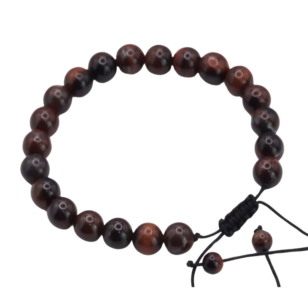 Adjustable Macrame Bracelet for Men Women,Featuring Natural 8mm Tiger's Eye B122