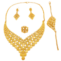5-Piece Bridal Jewelry Set: Earrings, Necklace, Bangle, Ring, Exaggerated 110