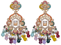 Elegant Bollywood Inspired Gold Kundan Earrings - Traditional Indian Jewelry 196