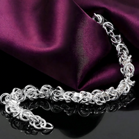 Fancy Link Bracelet For Women - Polished Woven Chain Bracelet With Lobster 1740