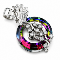 Fire Reborn Phoenix Necklace for Women Girls, Fire of Life Crystal Glass 1391