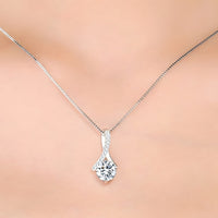 Sterling Silver Pendant Necklace for Women Real 925 Box Chain with AAA Cubic 288