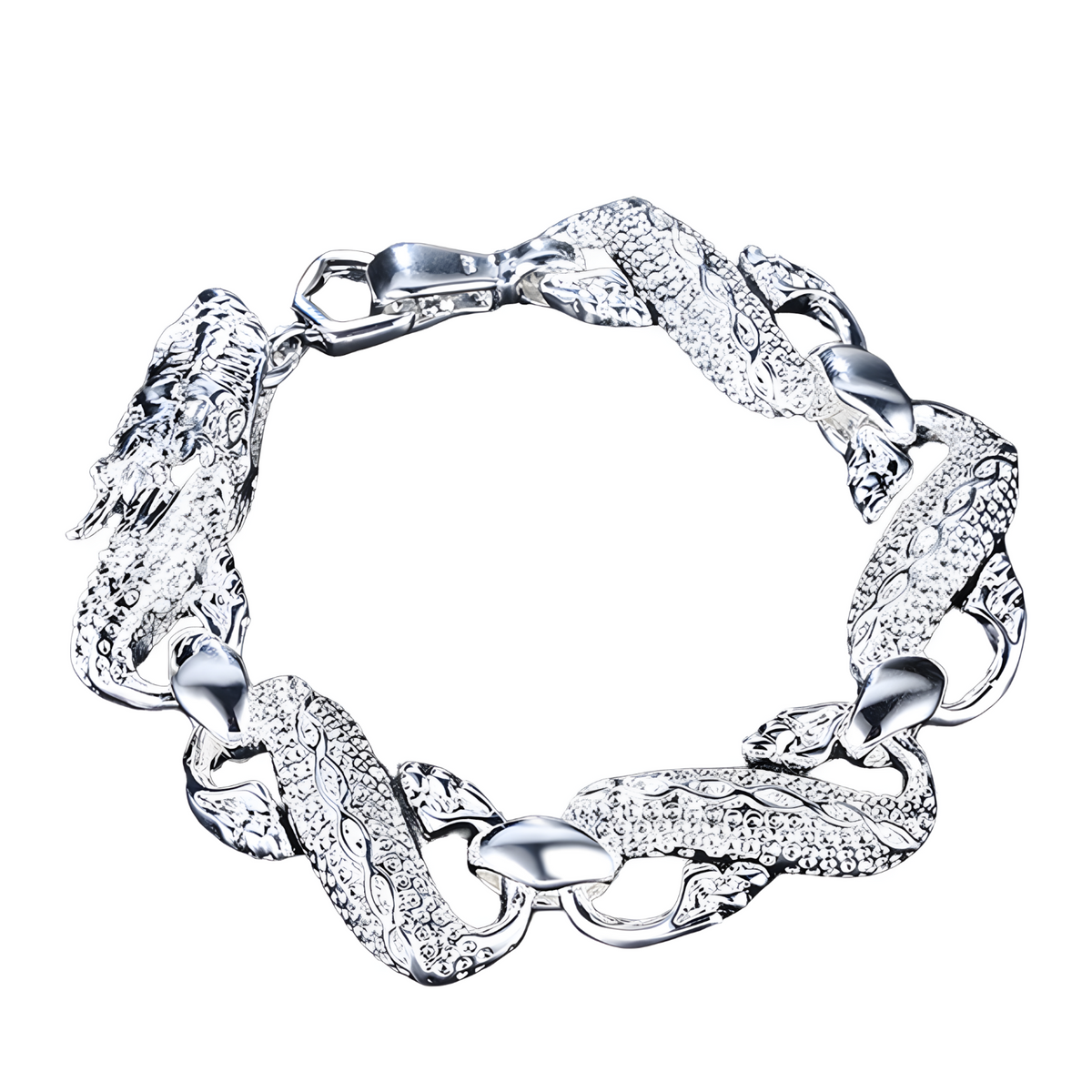 925 Silver-Plated Dragon Chain Bracelet for Men & Women –Classic 20cm Animal 892