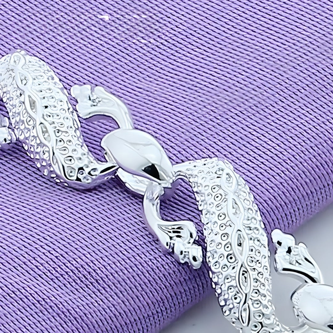 925 Silver-Plated Dragon Chain Bracelet for Men & Women –Classic 20cm Animal 892