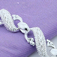 925 Silver-Plated Dragon Chain Bracelet for Men & Women –Classic 20cm Animal 892